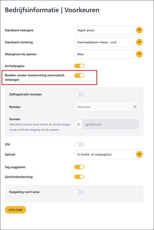 Beelden verbergen zonder toestemming