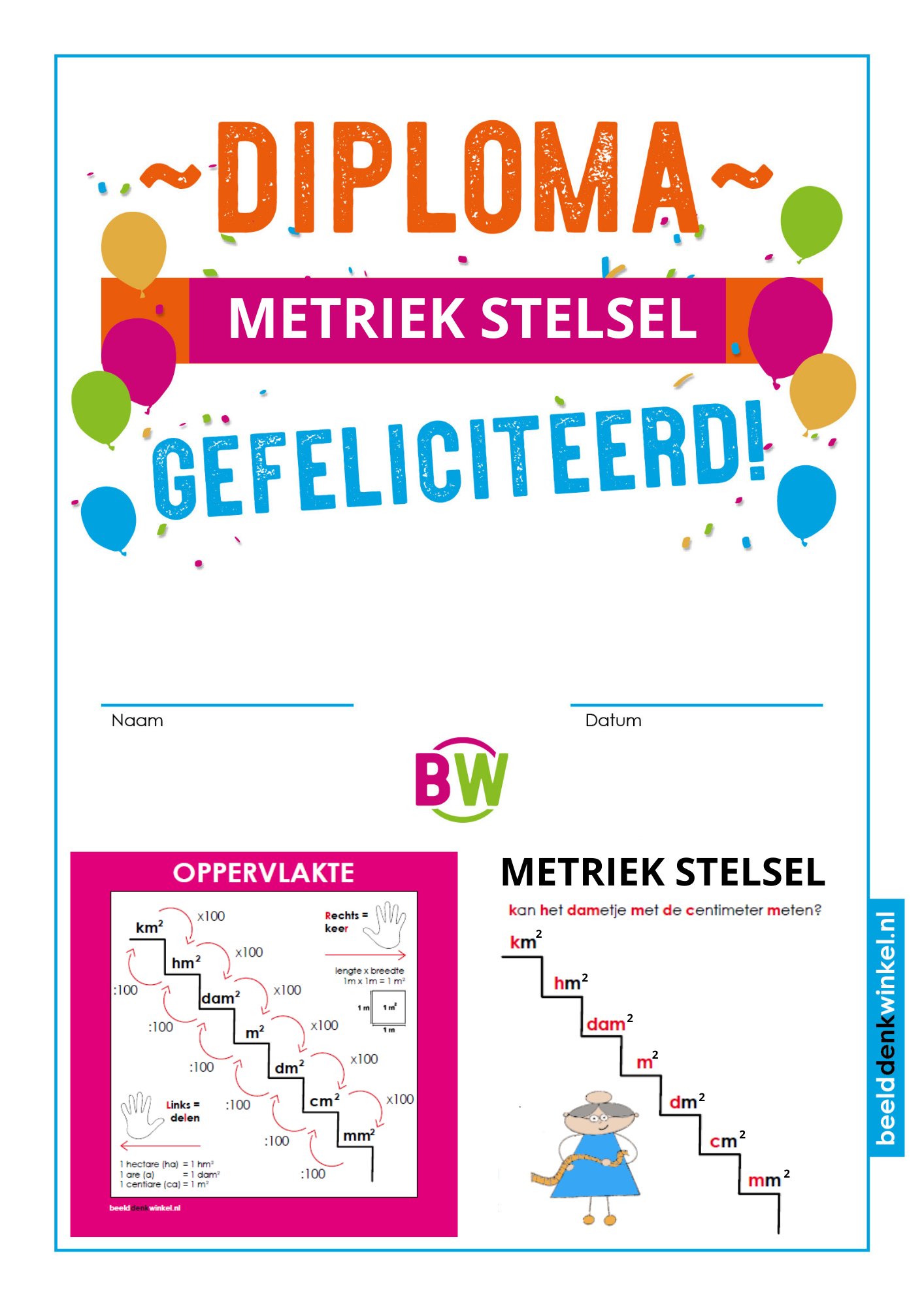 Metriek stelsel - Oppervlakte - Diploma download