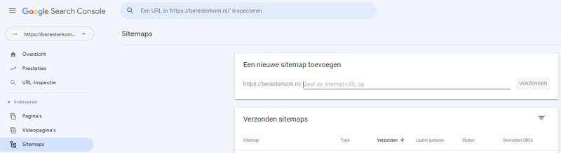 Google Search Console Sitemap toevoegen