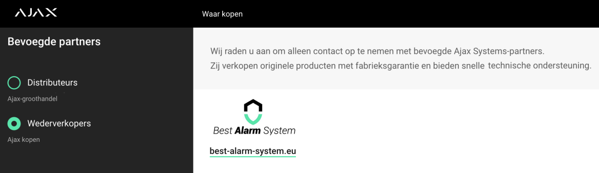Officieel dealer AJAX brandalarmsysteem