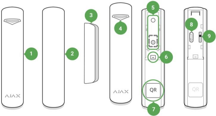 AJAX DoorProtect handleiding functionele elementen
