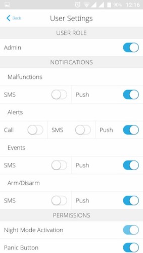 AJAX Hub handleiding notificatie instellingen