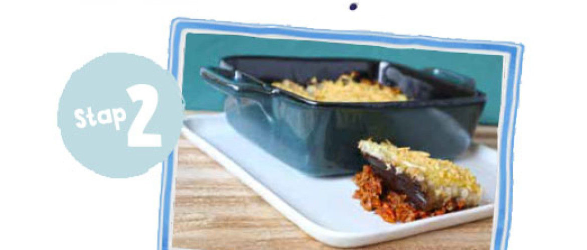 Ovenschotel van aubergine met bloemkoolpuree - 1 op1 dieet Recept vanaf stap 2