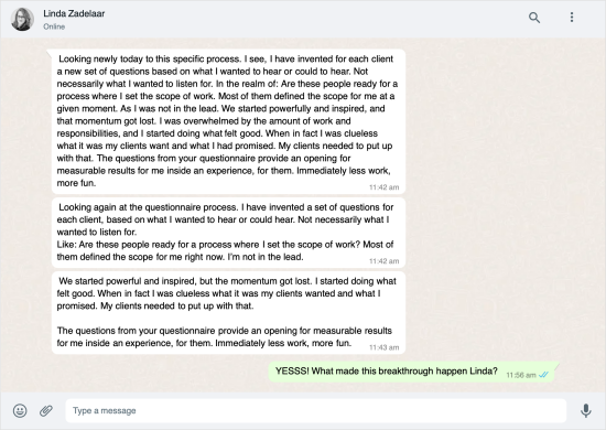 How only the questionnaire helped Linda