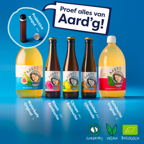 afbeelding van verschillende flessen van aard'g