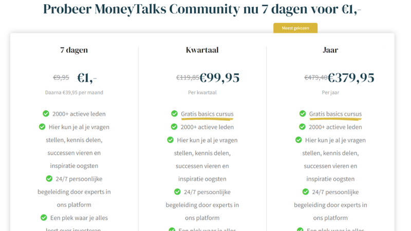 Moneytalks Community kosten