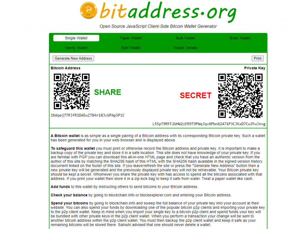 Paper wallet Bitcoin bewaren 