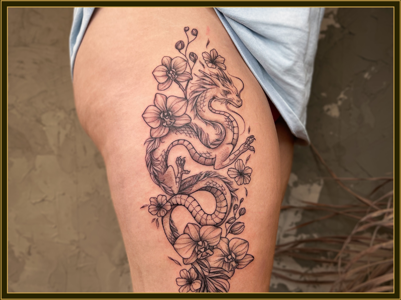 Black Lining Tattoo Leg
