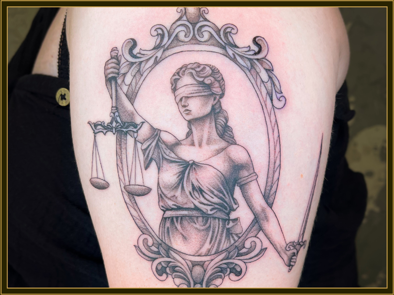 Black Lining Tattoo Justice