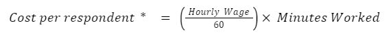 A formula showing how to calculate the cost per survey respondent