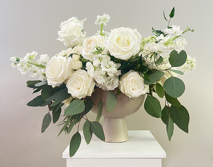 wedding centerpiece white roses