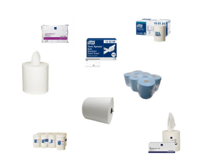 toiletpapier,poetsrollen ,handdoekjes, servetten,industrierollen,sachetto's,placemads