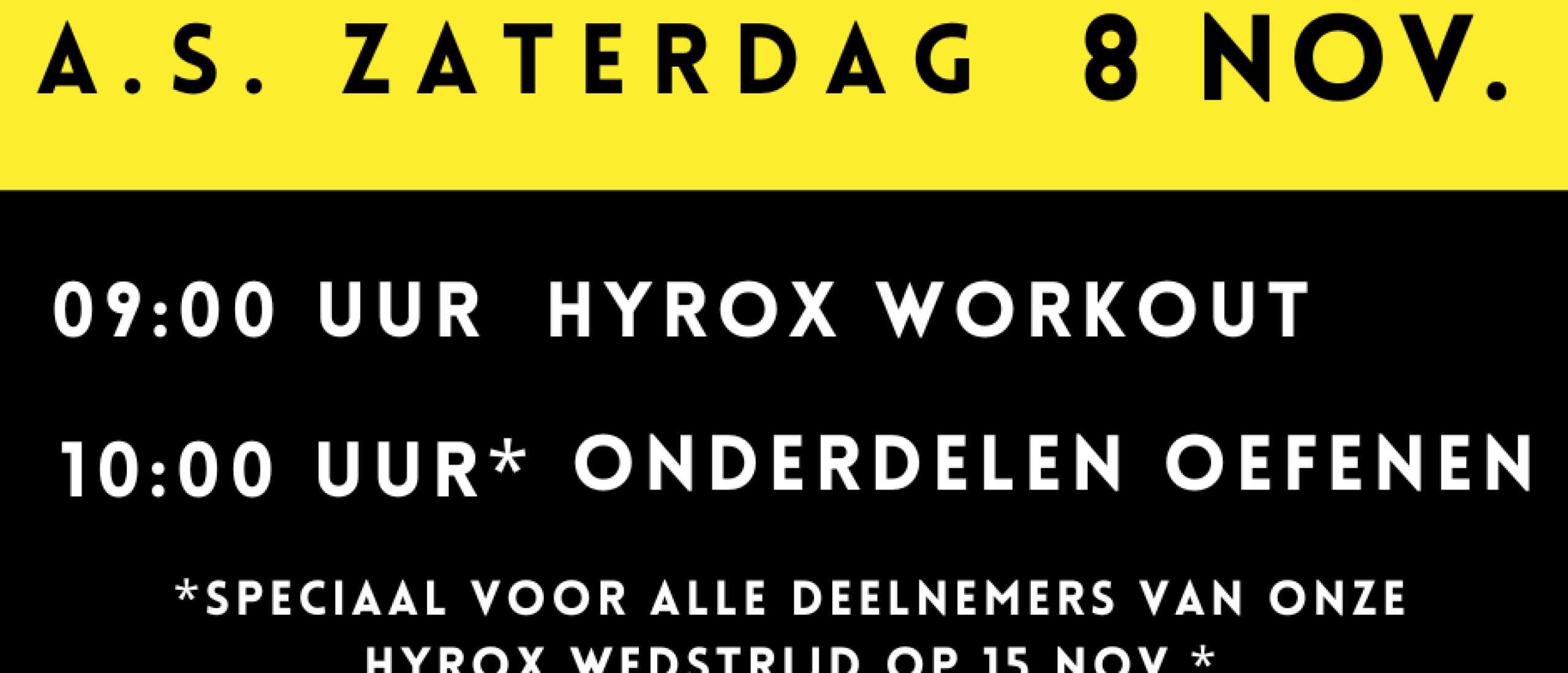 Zaterdag 8 nov. EXTRA oefenles voor de HYROX wedstrijd