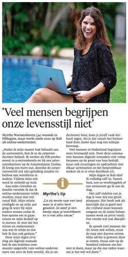 Myrthe Warmenhoven in Leidsch Dagblad als Digital Nomad