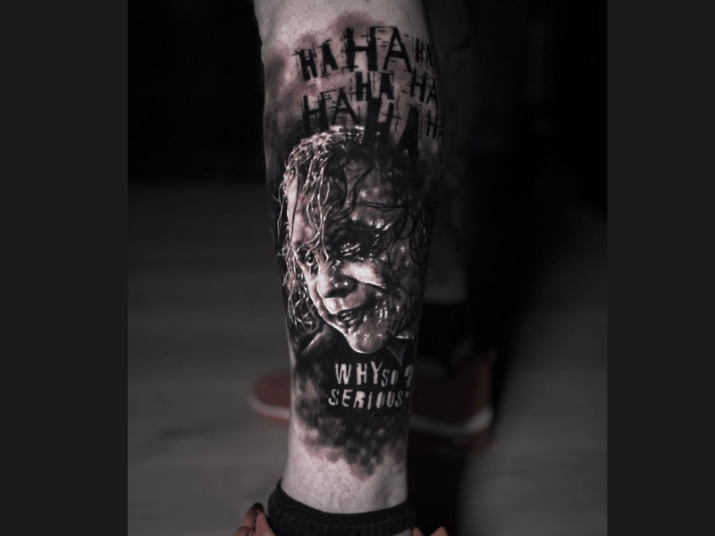 Joker tattoo realisme black en grey
