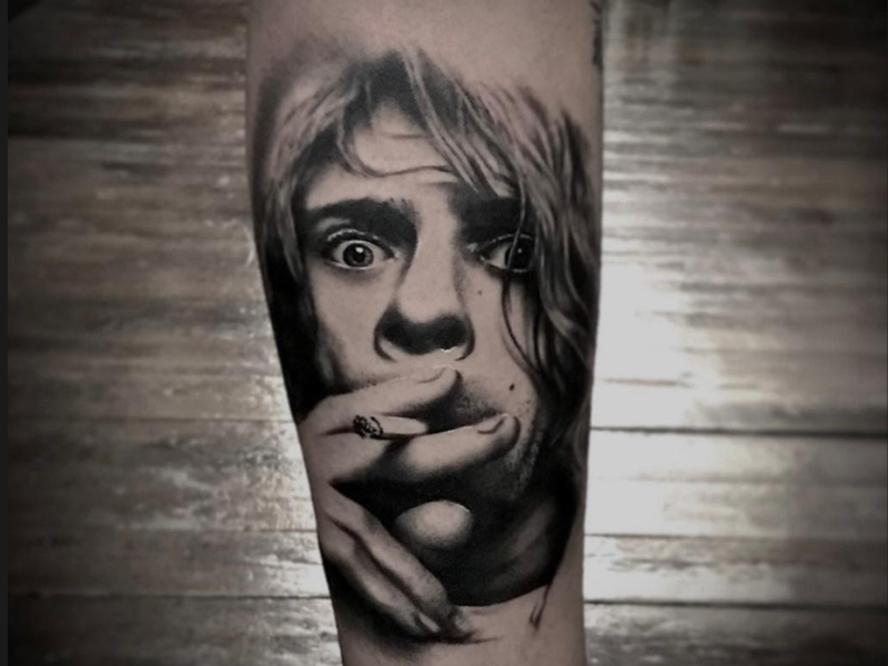 Kurt Cobain tattoo realisme