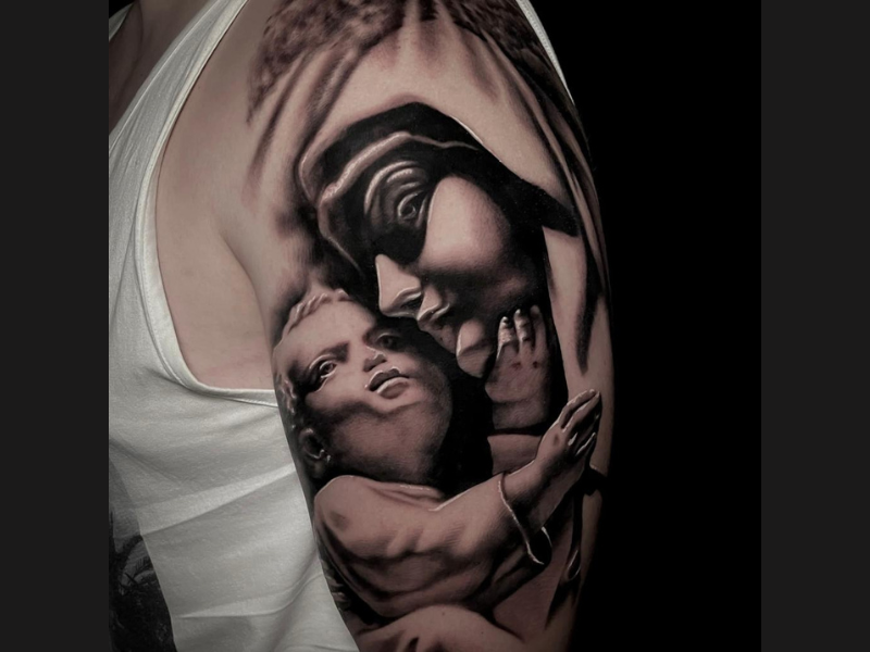 tattoo studio Gent Maria en jezus tattoo realisme