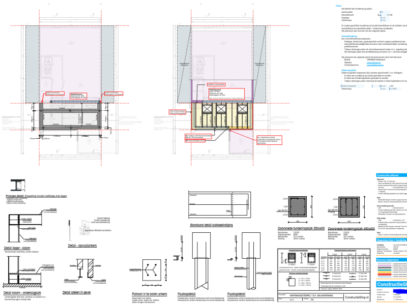 Constructietekening aanbouw