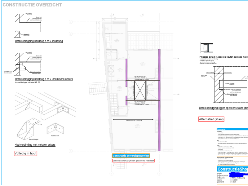 Constructietekening trapgat