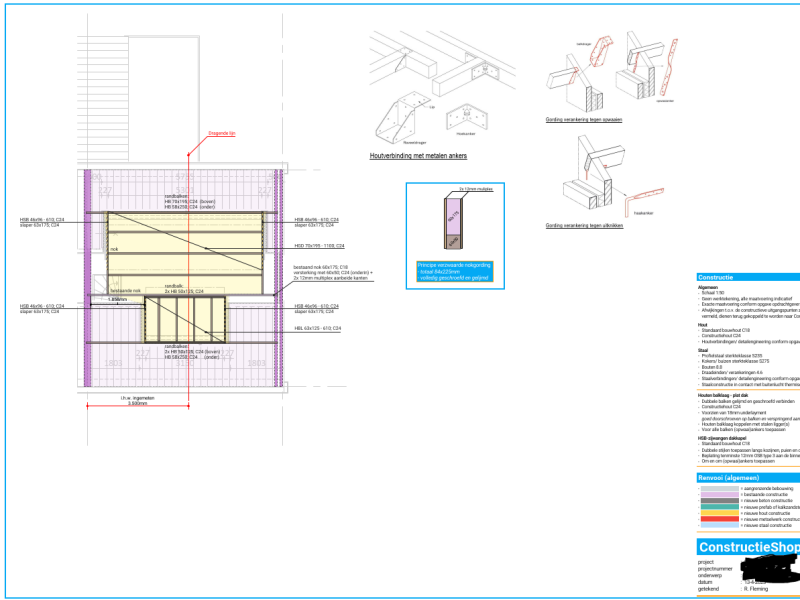 Constructietekening nokverhoging