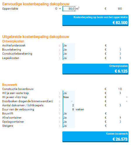 Kosten dakopbouw 30 vierkante meter 2024