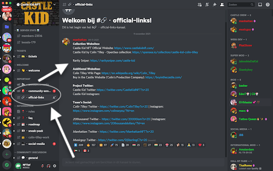 officiele links in de discord