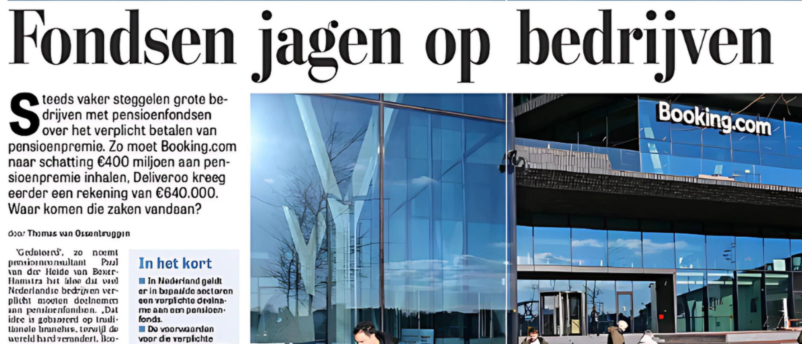BPF-CAO in De Telegraaf over verplicht pensioen