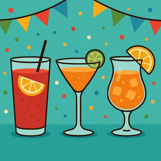 Illustratie van drie mocktailglazen voor een alcoholvrije borrel na teambuilding in Den Bosch, Zaltbommel en Tiel.