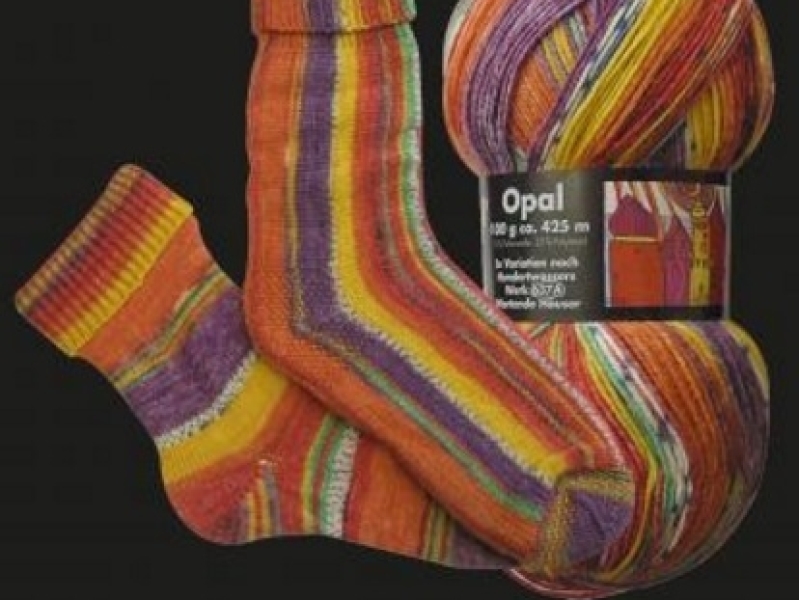 Opal 4-draads sokkenwol Hundertwasser 1434 Wartende Hauser