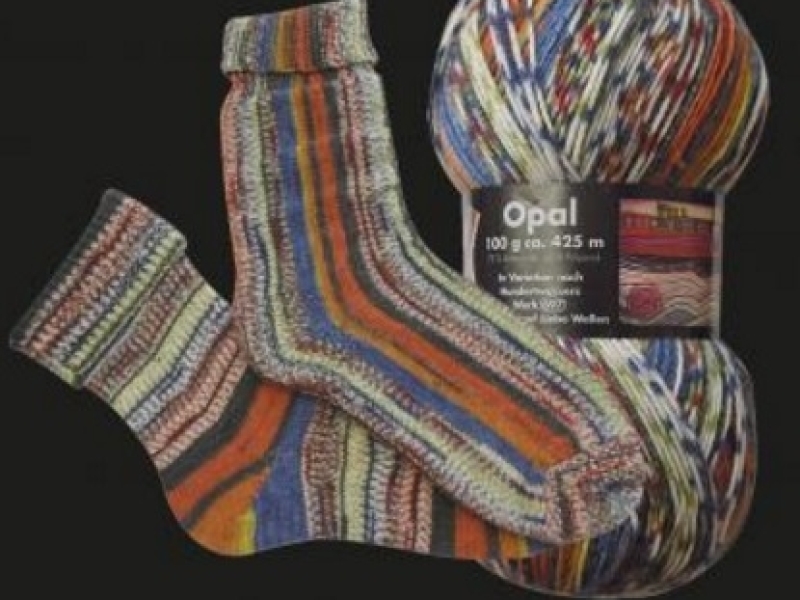 Opal 4-draads sokkenwol Hundertwasser 1435 Regentag auf liebe Wellen