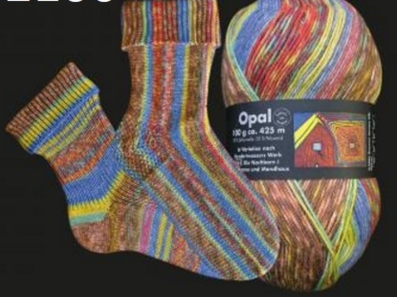 Opal 4-draads sokkenwol Hundertwasser 2100 Die nachbarn 1 Spiralsonne und Mondhaus