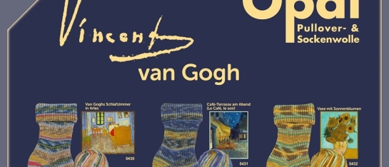 Opal 4-draads sokkenwol Vincent van Gogh 8 kleuren naar 8 van zijn schilderijen