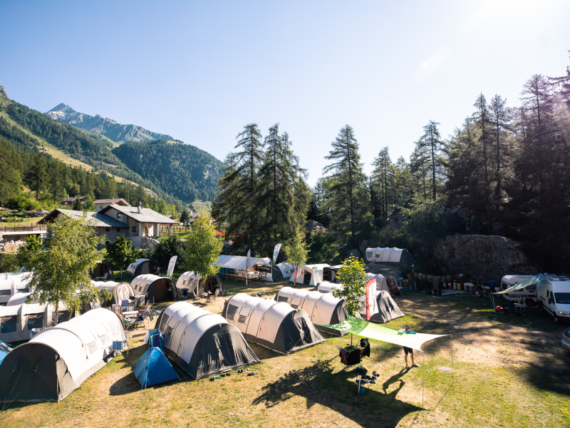 kampement camping zonnig natuur Valpelline Bionaz Aosta