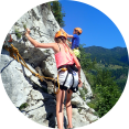 mojstrana kinderen klimmen via ferrata klettersteig Slovenië