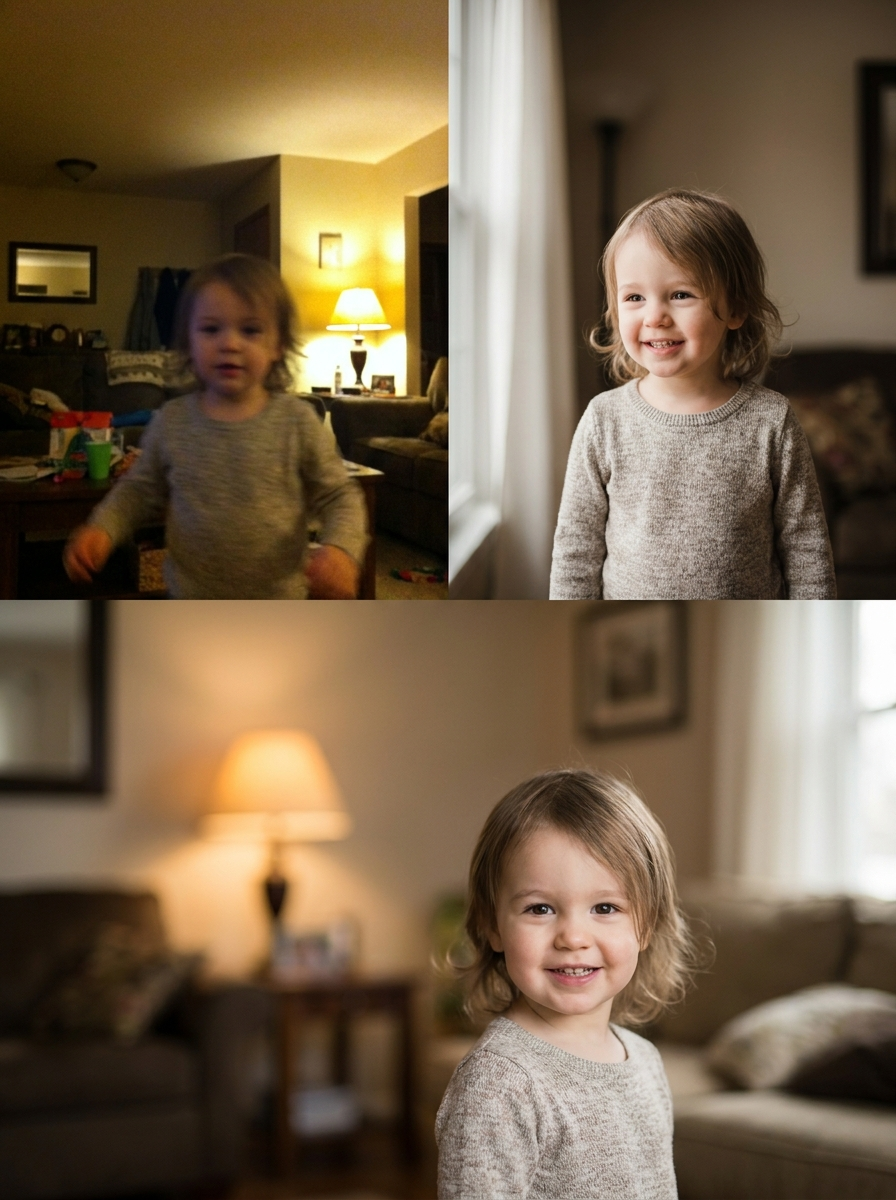 Portretfoto van een kind, gemaakt door een cursist