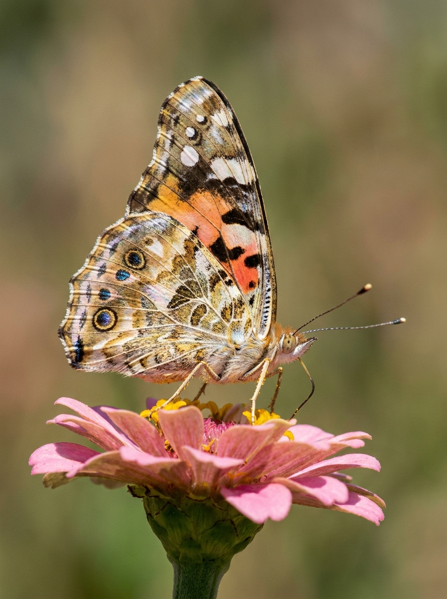 Vlinder op een bloem, scherpe detailfoto