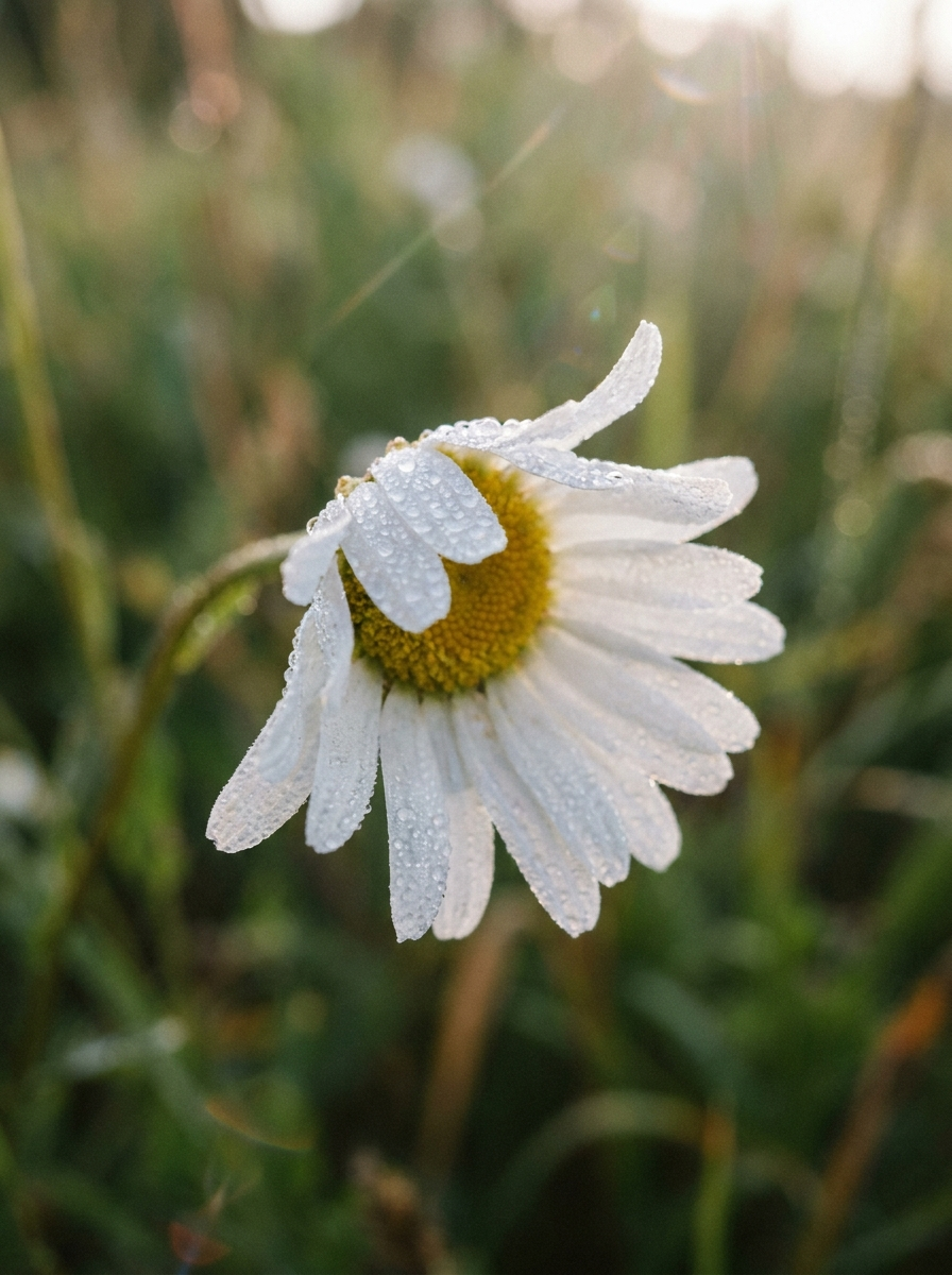 Bloem met waterdruppels, detailfoto