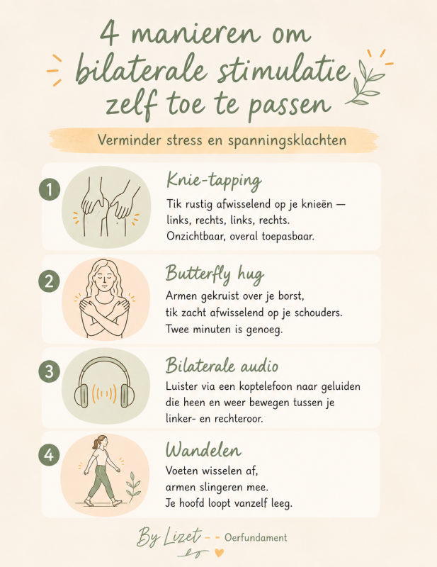 4 manieren om bilaterale stimulatie toe te passen Overzicht 4 manieren om bilaterale stimulatie toe te passen