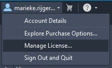 Selecteer Manage License