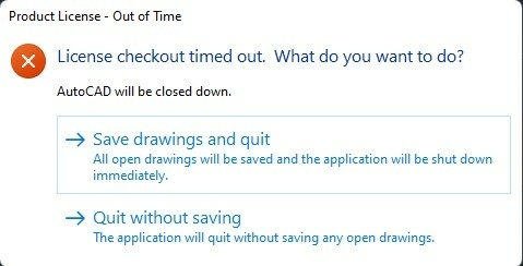 License checkout timed out.
