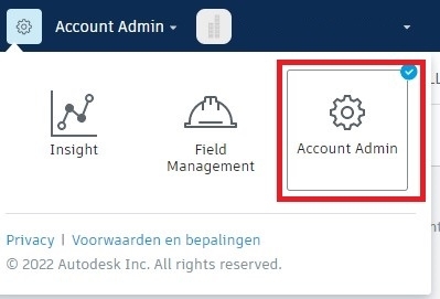 Selecteer Account Admin
