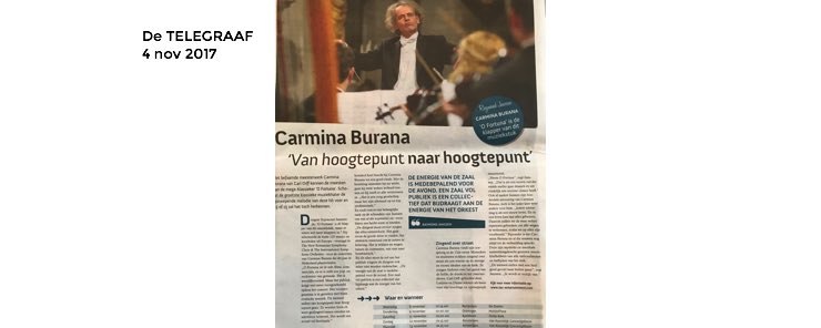 Raymond Janssen interview Carmina Burana in de Telegraaf op 4 oktober