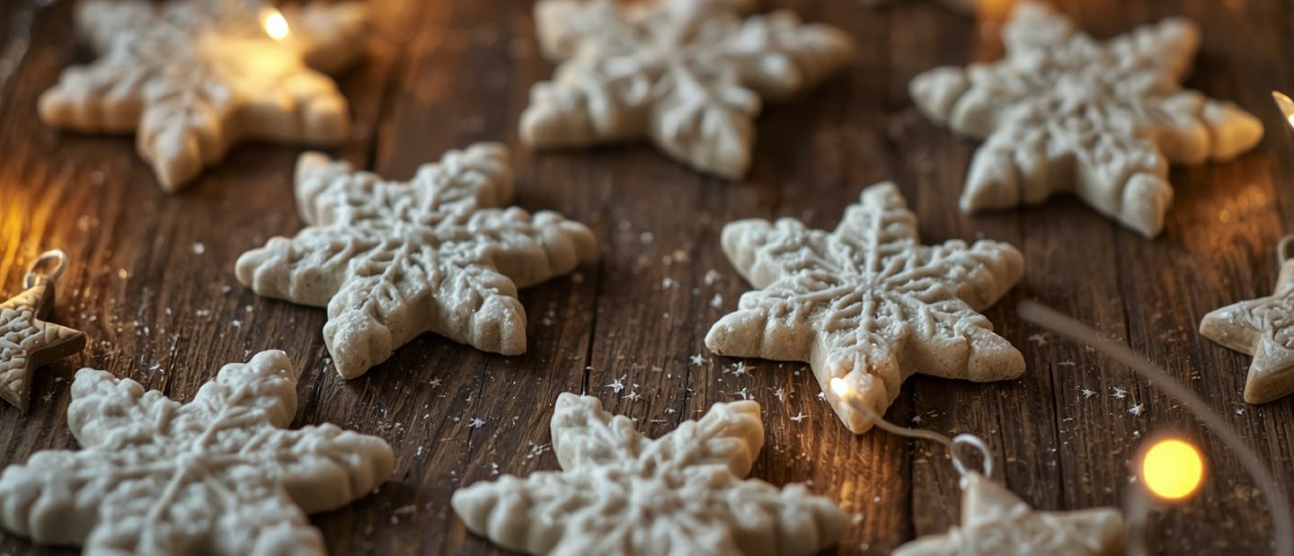 Neutrale zoutornamenten voor de kerst