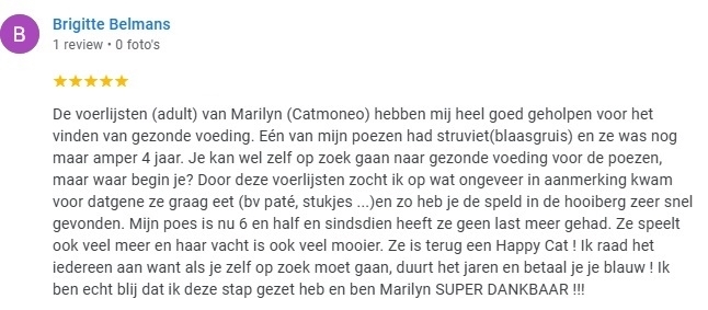 Brigitte Belmans - review voerlijsten