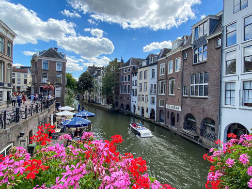 A view of the Oudegracht canal in Utrecht