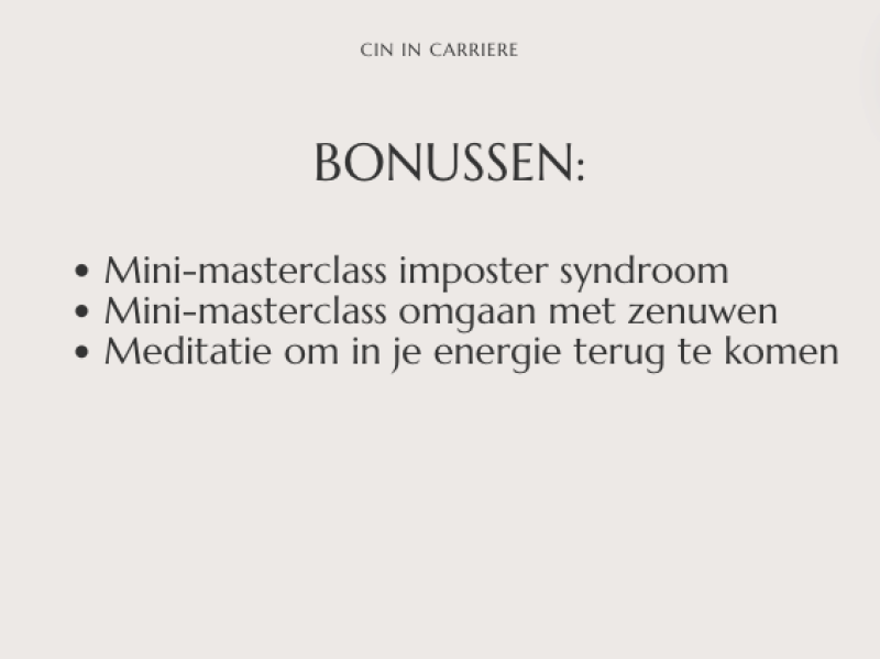 bonussen cin in carriere