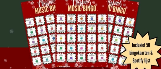 De leukst Kerstmuziek Bingo met 50 kaarten