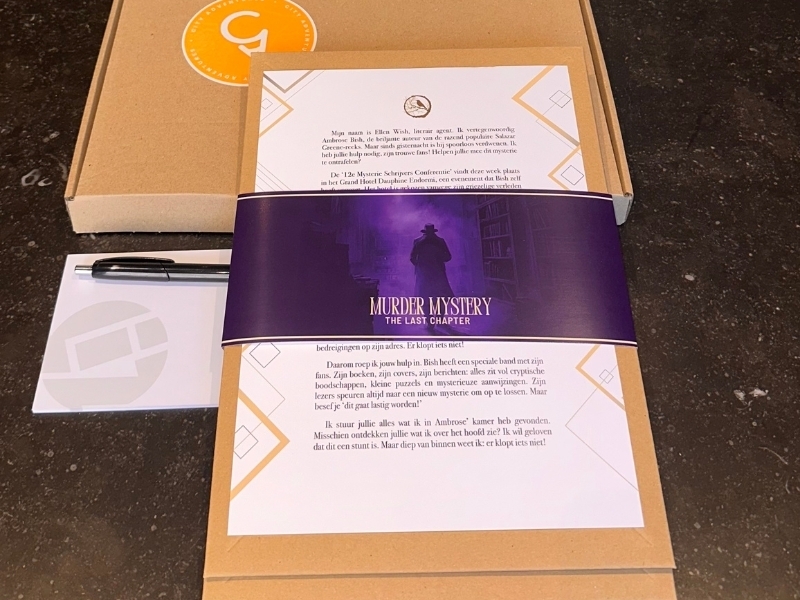 Deluxe spelpakket Murder Mystery met luxe moorddossier in enveloppen