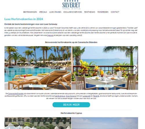 Claudia Creeert Content - Silverjet Vakanties case