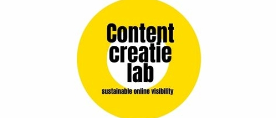 Content Creatie Lab Social Media training Geel met wit logo en zwarte letters Content Creatie Lab